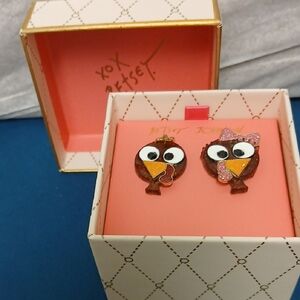 Betsey Johnson Turkey Earrings Pierced NWT